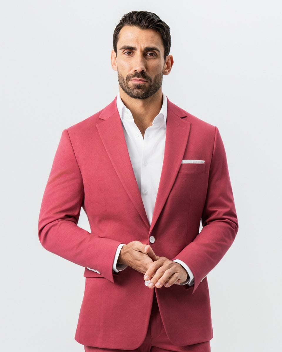 State & Liberty Athletic Fit Stretch Suit - Solid Crimson