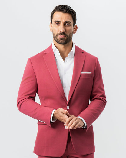 State & Liberty Athletic Fit Stretch Suit - Solid Crimson