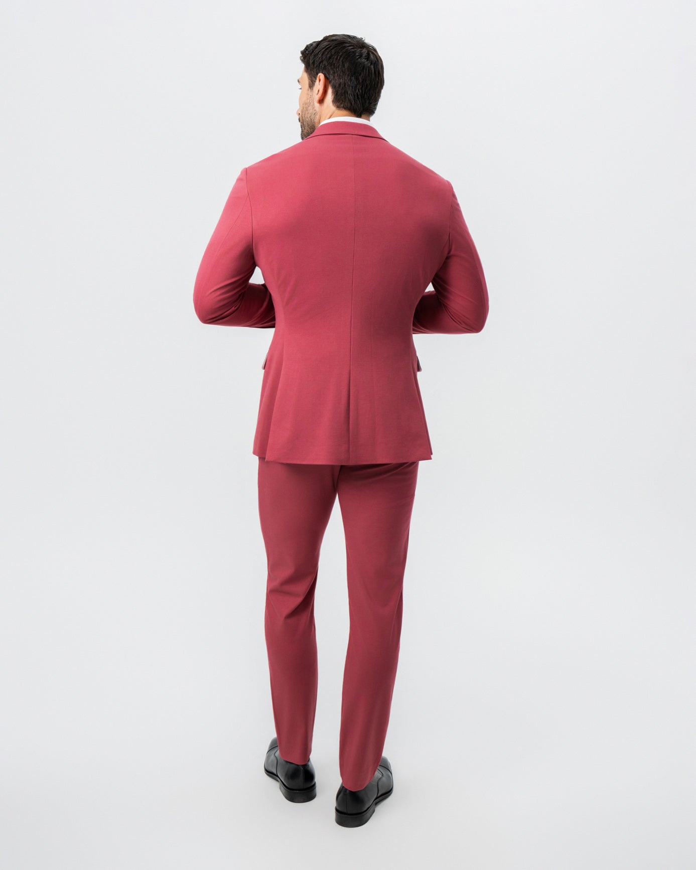 State & Liberty Athletic Fit Stretch Suit - Solid Crimson