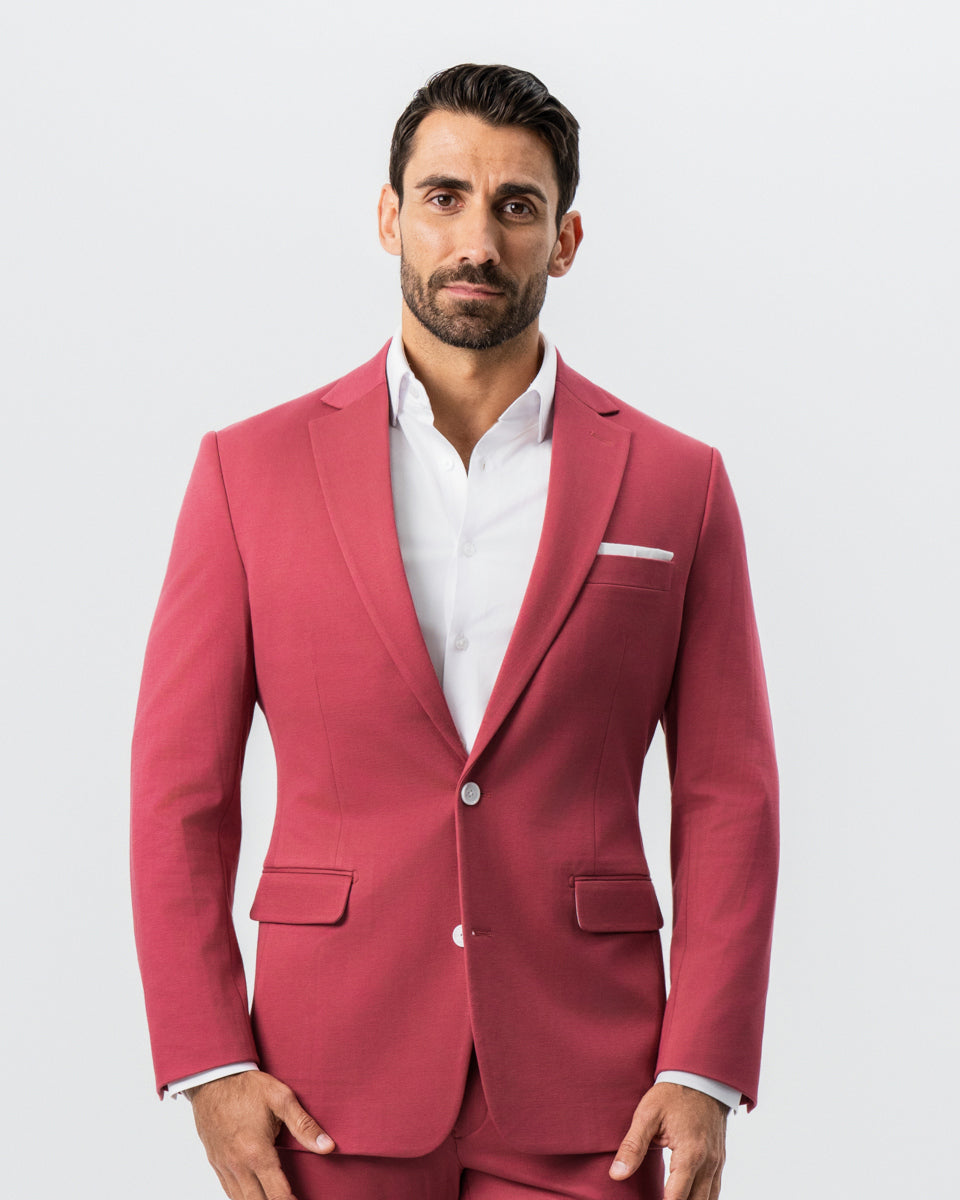 State & Liberty Athletic Fit Stretch Suit - Solid Crimson