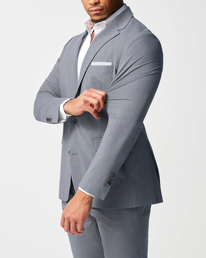 State & Liberty Athletic Fit Stretch Suit - Lightweight Heathered Smoked Grey