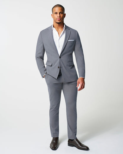 State & Liberty Athletic Fit Stretch Suit - Lightweight Heathered Smoked Grey