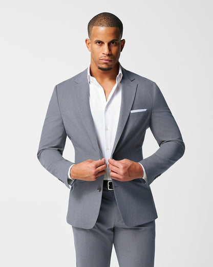 State & Liberty Athletic Fit Stretch Suit - Lightweight Heathered Smoked Grey