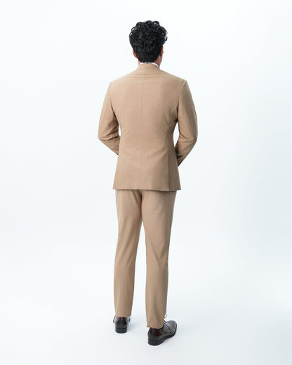 State & Liberty Athletic Fit Stretch Suit - Heathered Sand