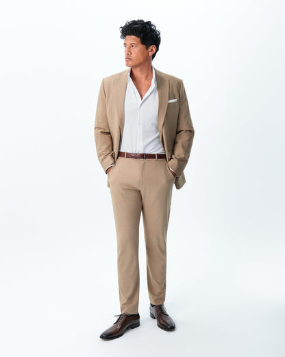 State & Liberty Athletic Fit Stretch Suit - Heathered Sand