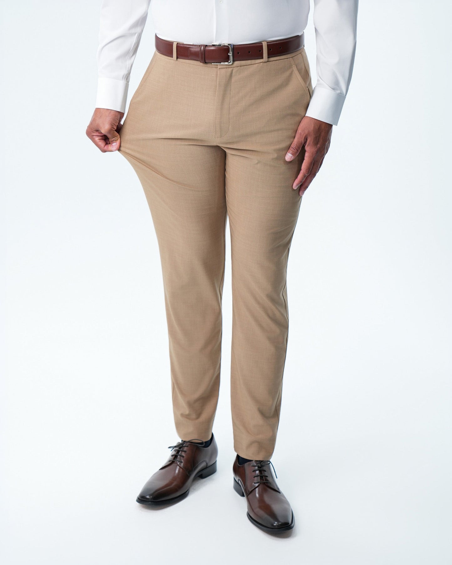 State & Liberty Athletic Fit Stretch Suit - Heathered Sand