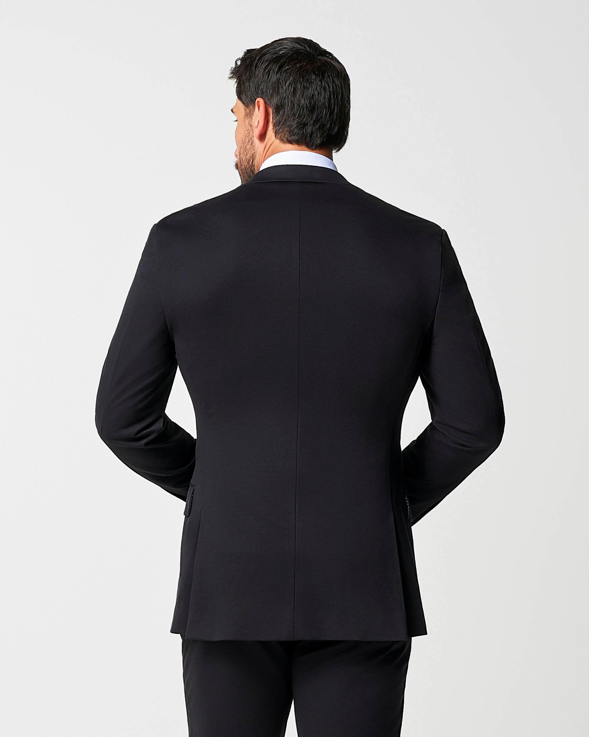 State & Liberty Athletic Fit Stretch Suit - Black Double Breasted