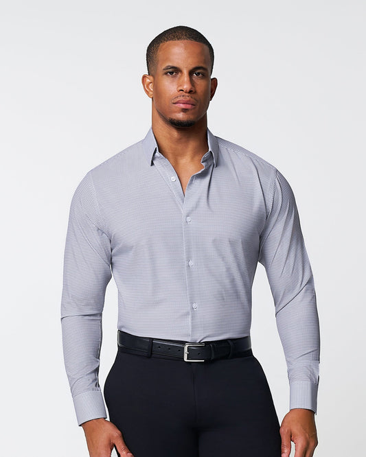 State & Liberty "The Heath" Slate Grey & Purple Mini Gingham