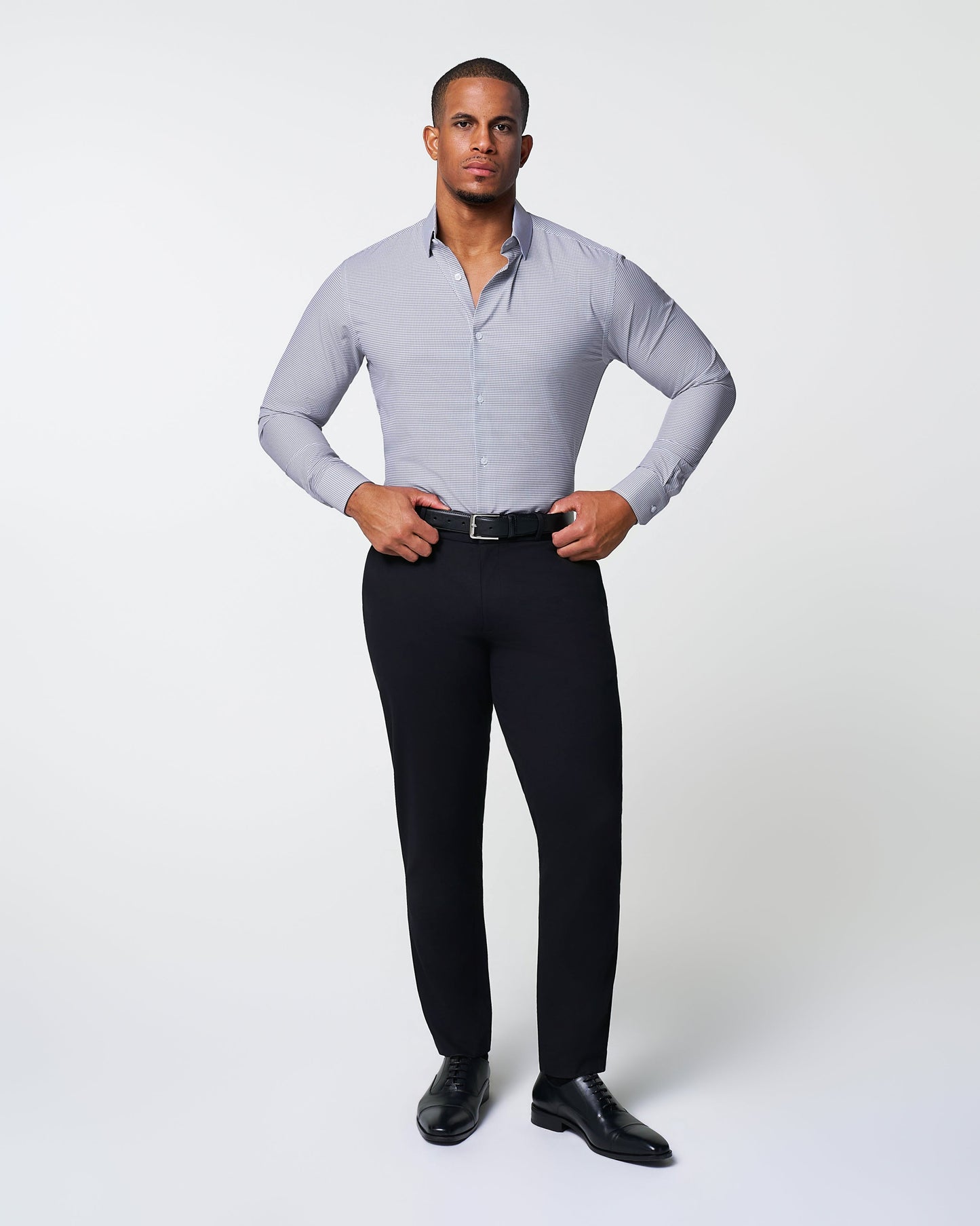 State & Liberty "The Heath" Slate Grey & Purple Mini Gingham
