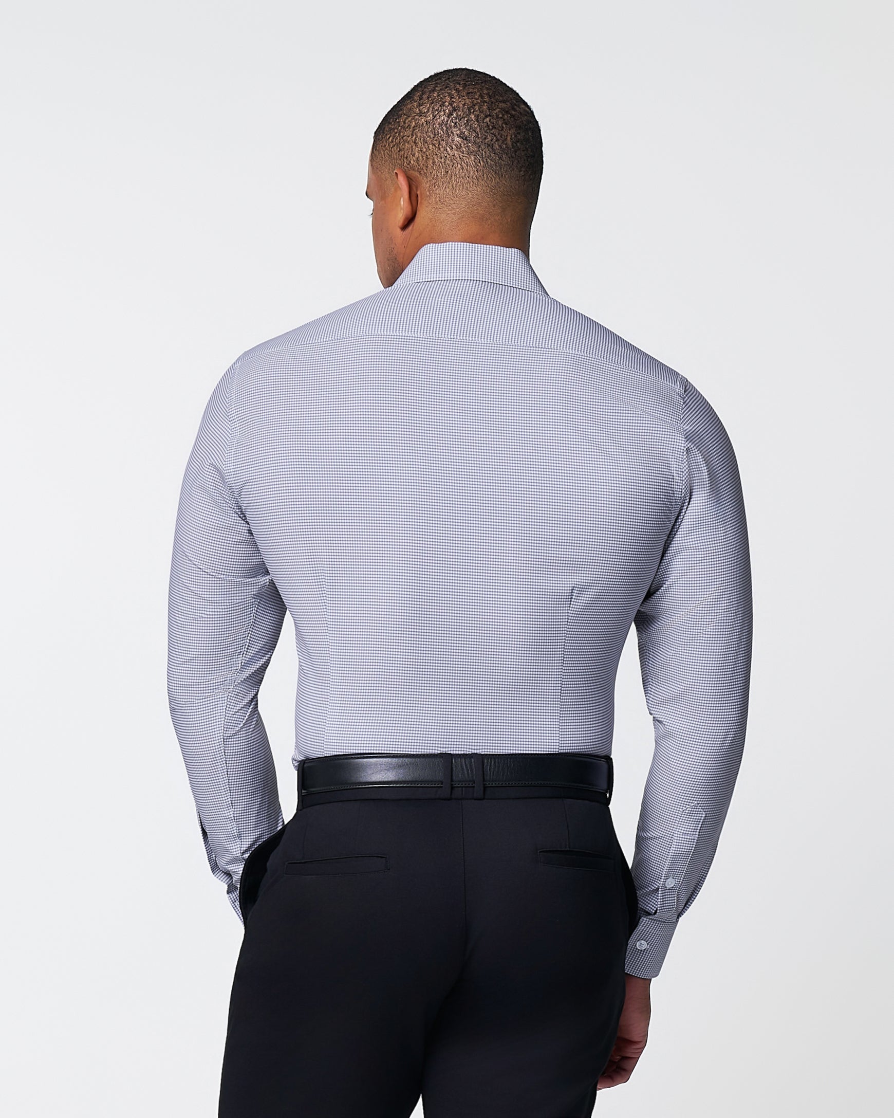State & Liberty "The Heath" Slate Grey & Purple Mini Gingham