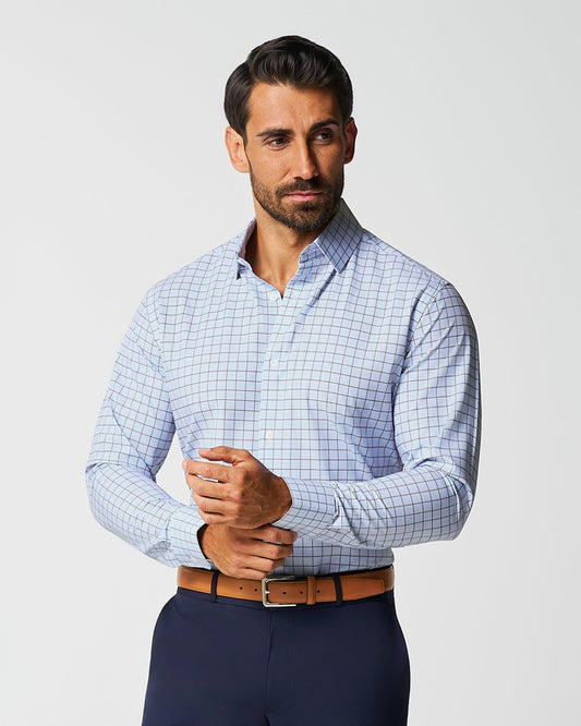State & Liberty "The Marcus" Brown, White, & Light Blue Windowpane