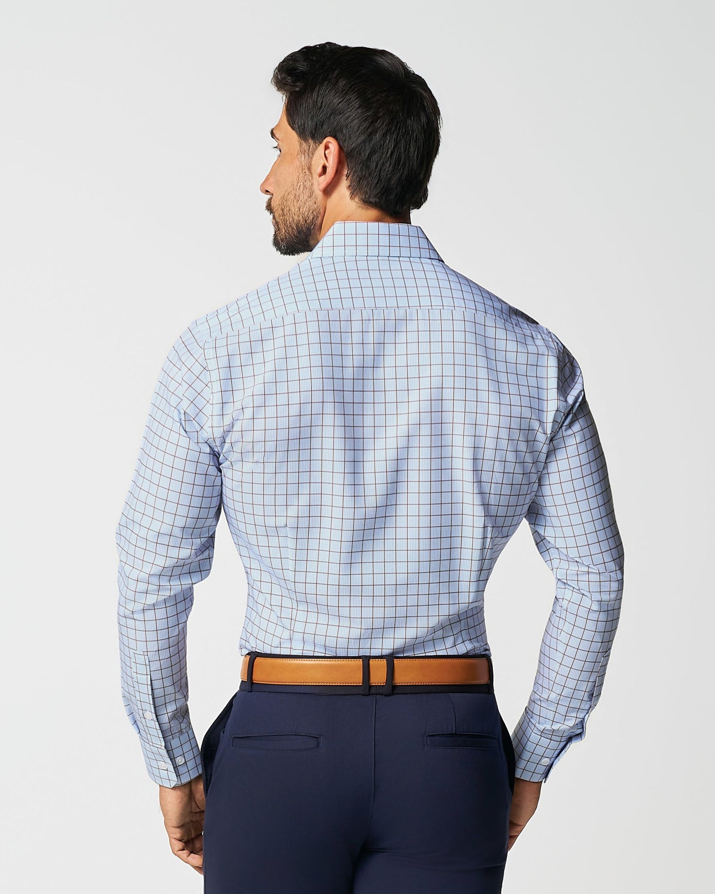 State & Liberty "The Marcus" Brown, White, & Light Blue Windowpane