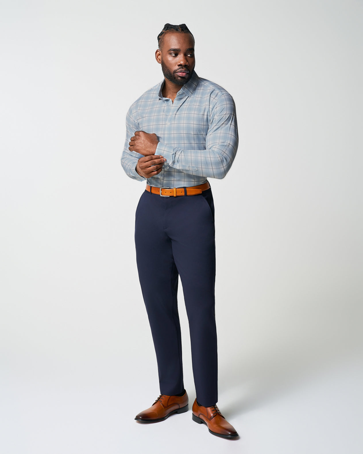 State & Liberty "The Mello" Light Blue & Grey Multi Plaid