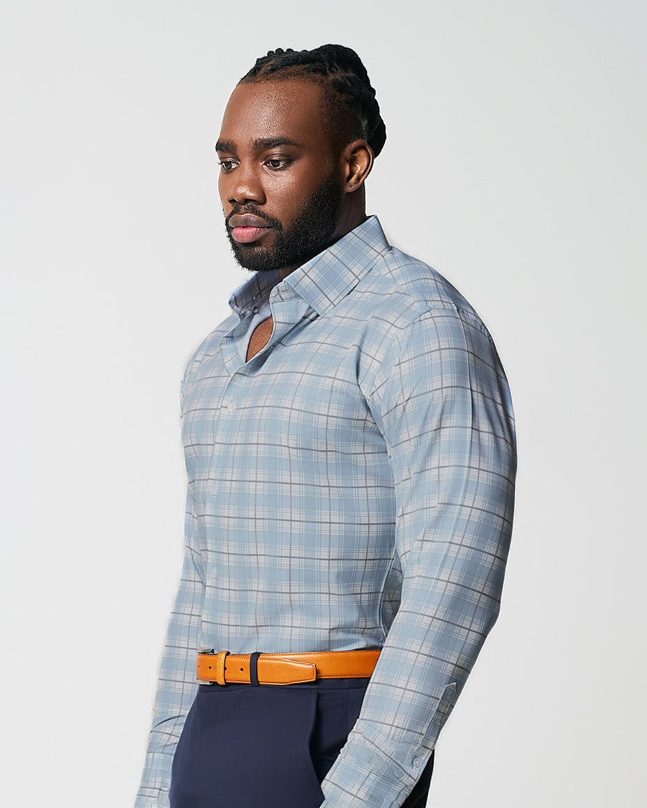 State & Liberty "The Mello" Light Blue & Grey Multi Plaid