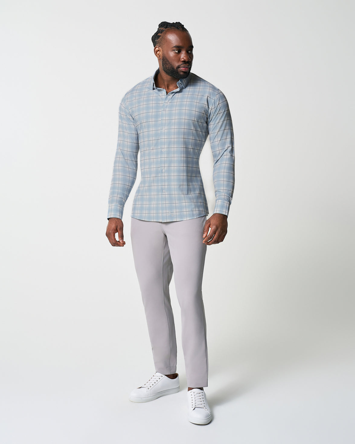 State & Liberty "The Mello" Light Blue & Grey Multi Plaid