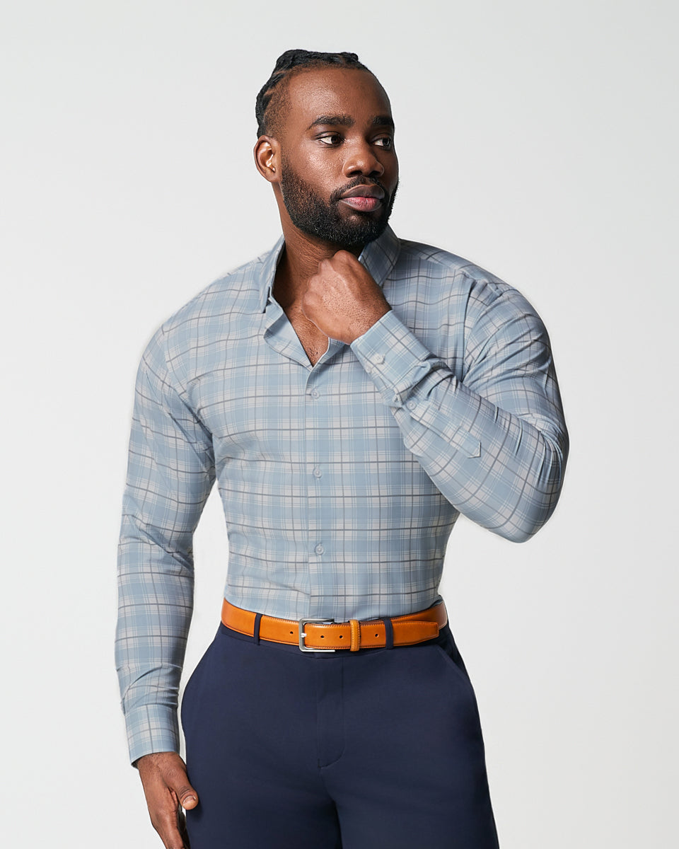 State & Liberty "The Mello" Light Blue & Grey Multi Plaid