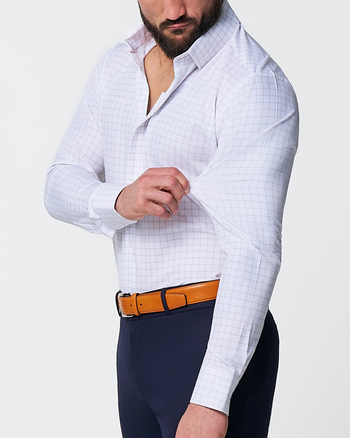 State & Liberty "The Shore" White with Tan Windowpane