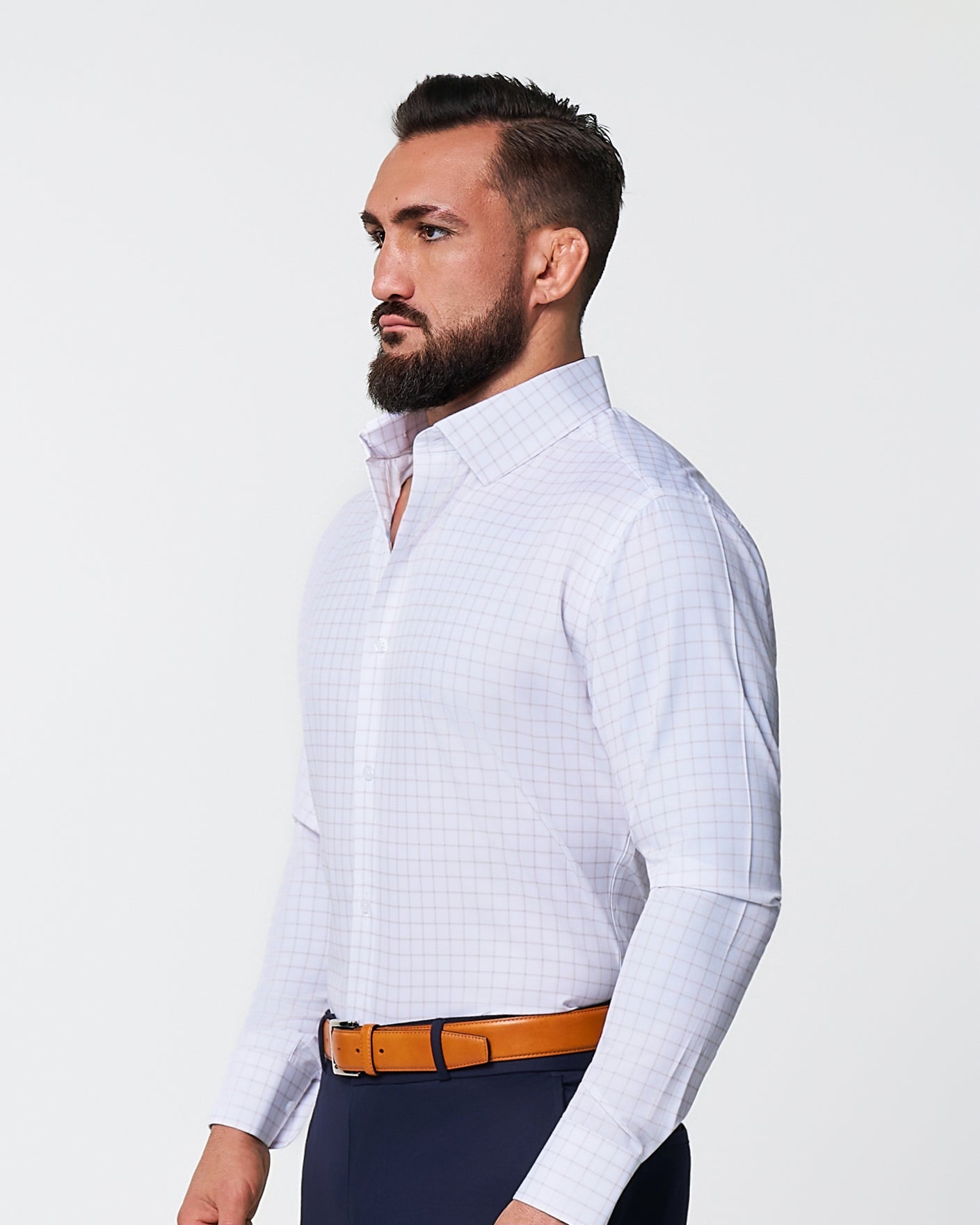 State & Liberty "The Shore" White with Tan Windowpane