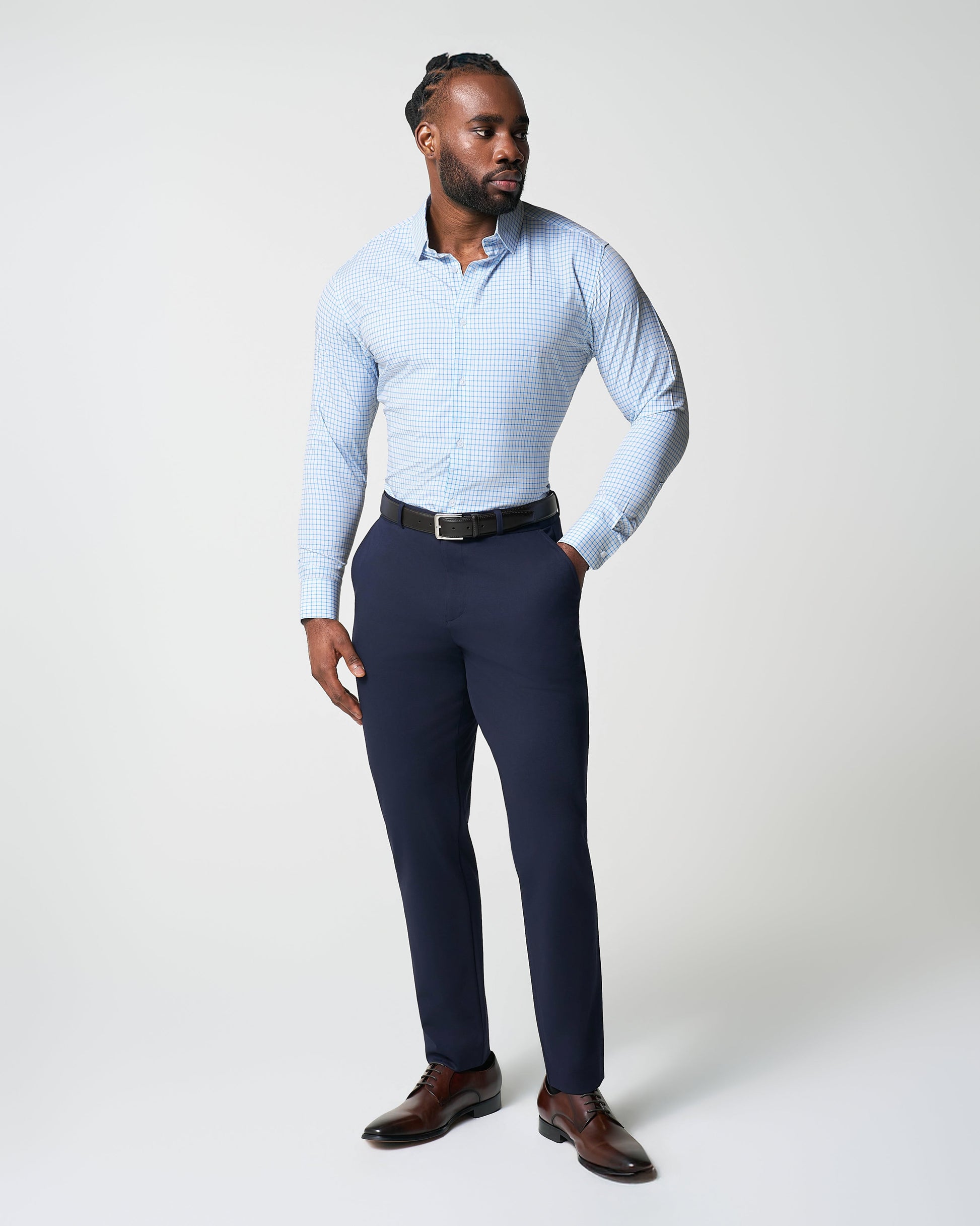 State & Liberty "The Soho" Light Blue Windowpane