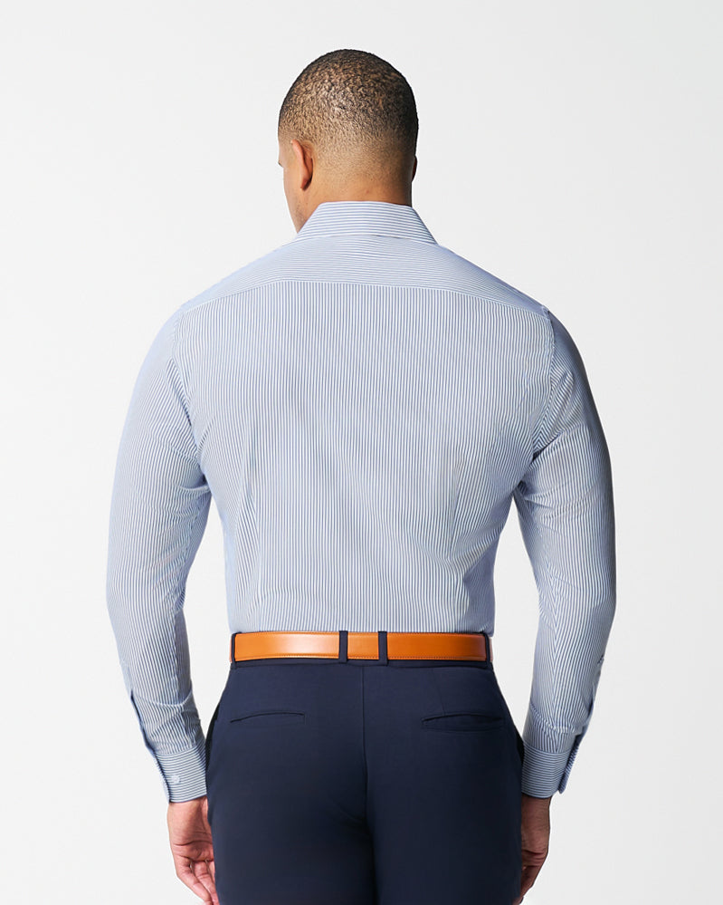 State & Liberty "The Tucker" Mid-Blue Bengal Stripe