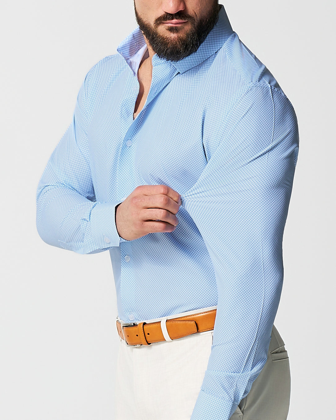 State & Liberty "The Vernor" Light Blue Square Check Print
