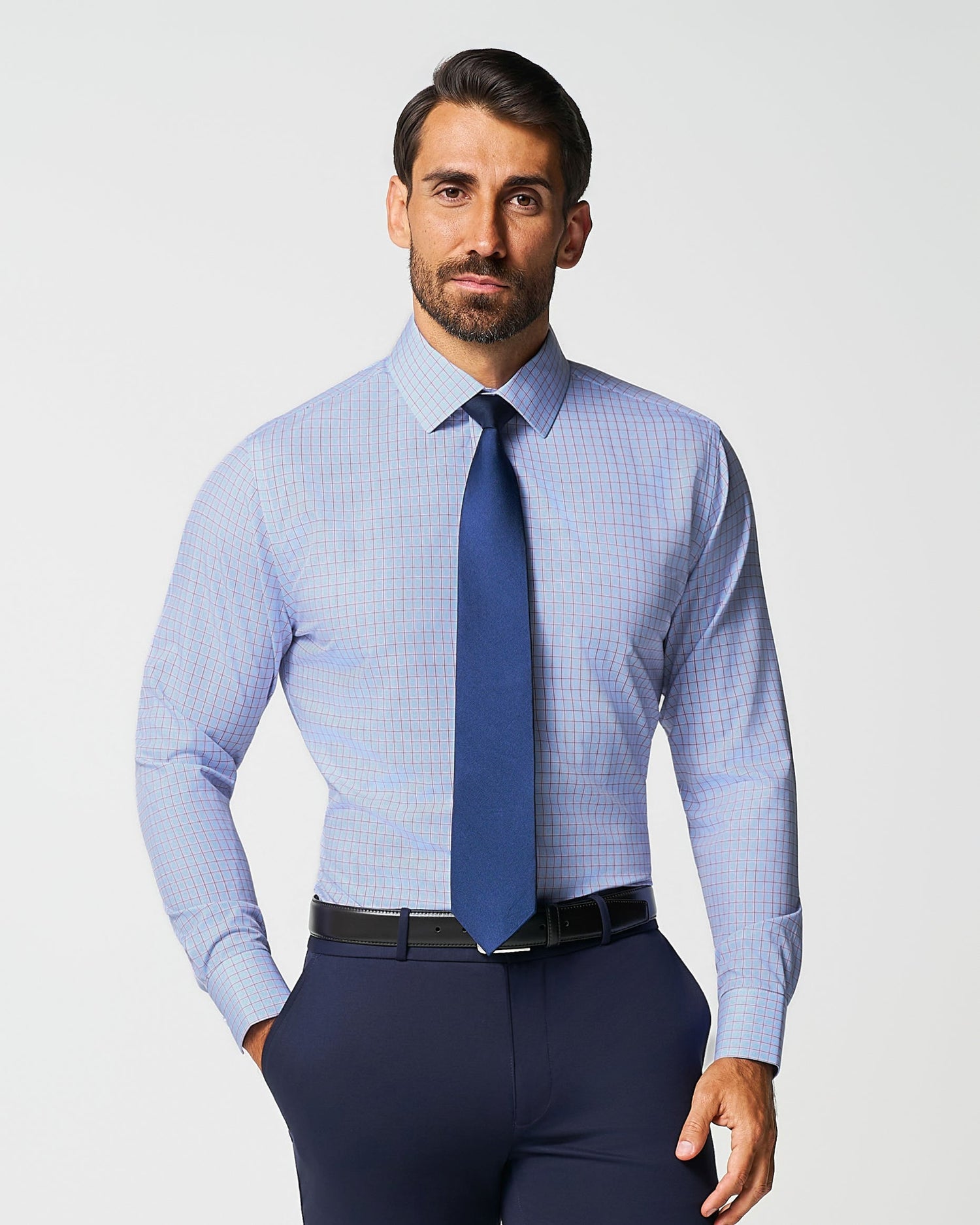 State & Liberty "The Weston" Light Blue, Pink & Black Plaid