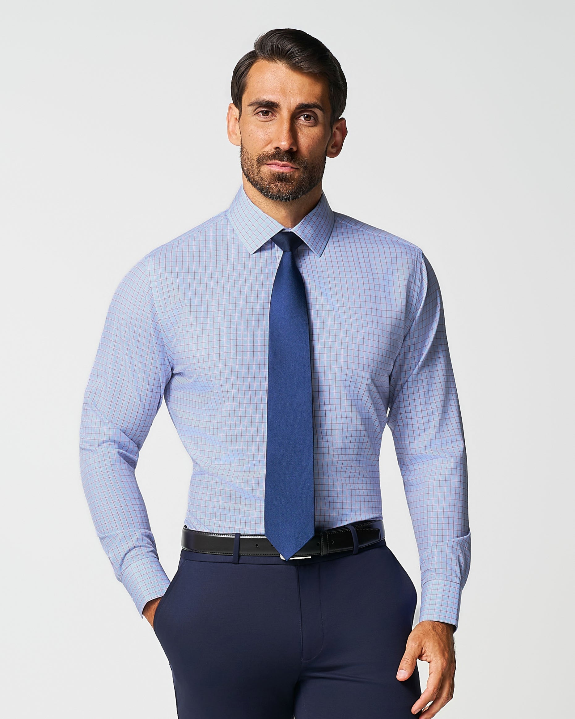 State & Liberty "The Weston" Light Blue, Pink & Black Plaid