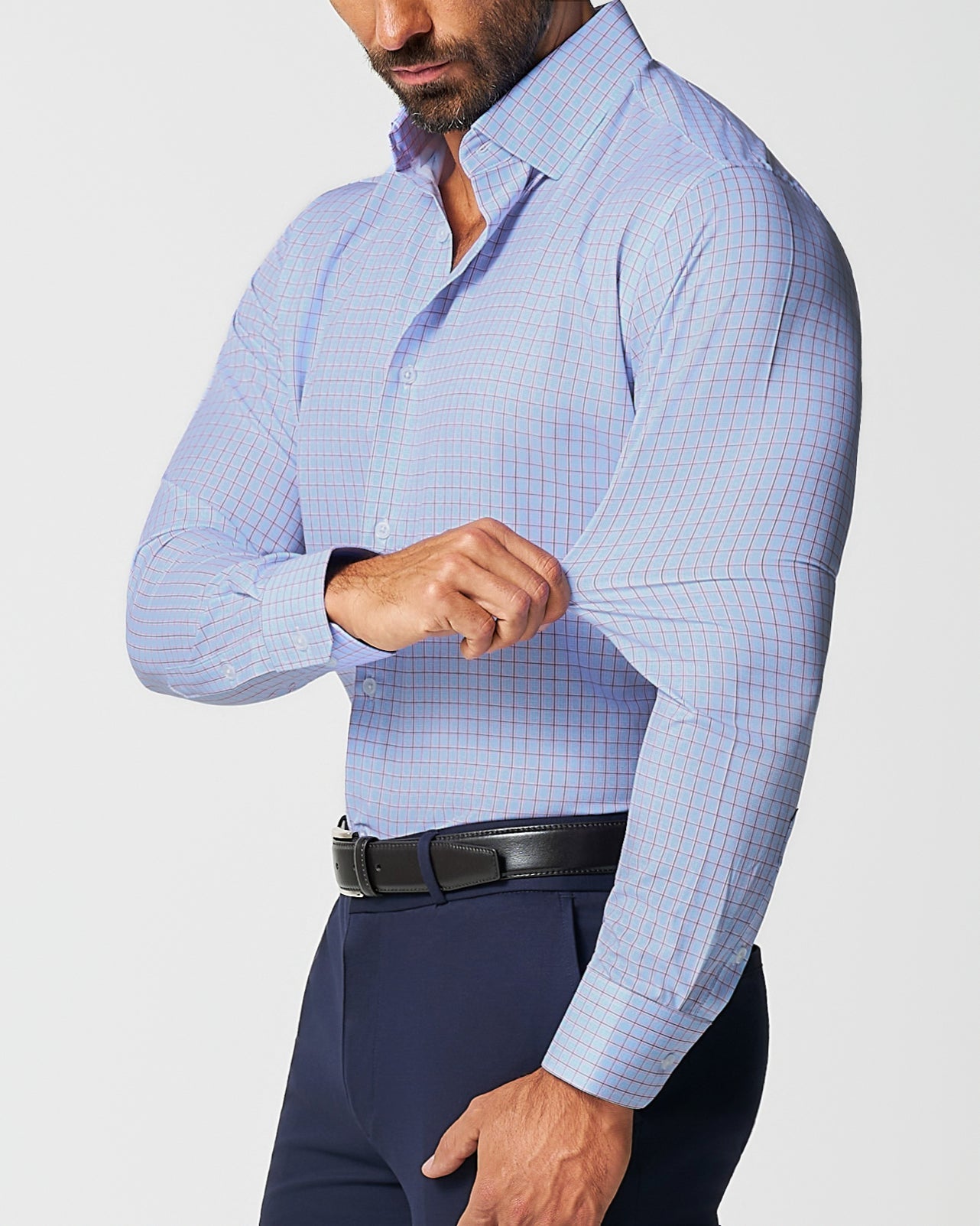 State & Liberty "The Weston" Light Blue, Pink & Black Plaid
