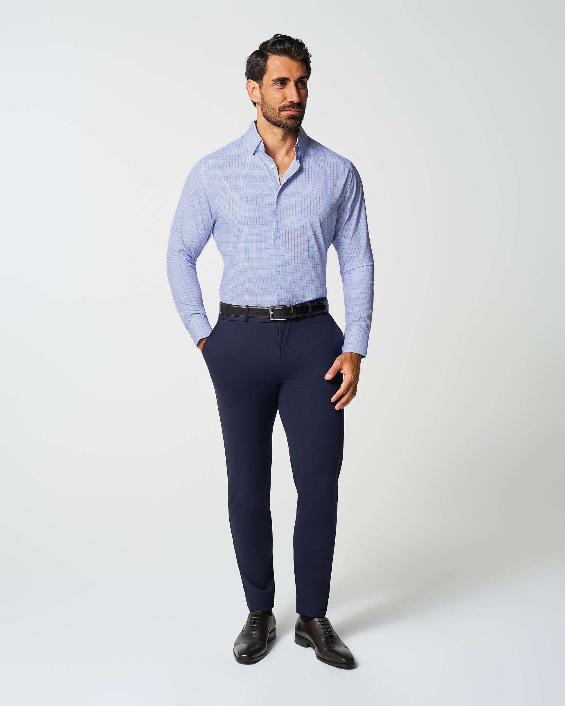 State & Liberty "The Weston" Light Blue, Pink & Black Plaid